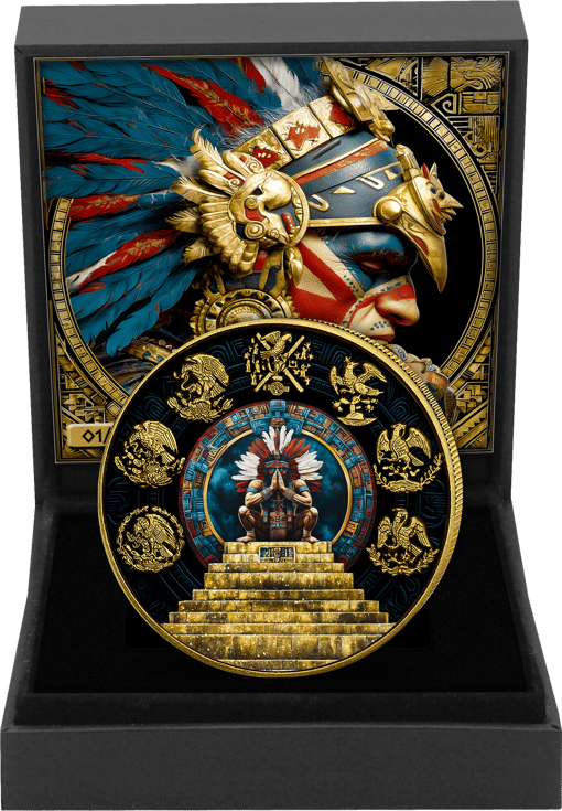1 Unze Silber Libertad Aztekenhäuptling Iced Out 2024 (Auflage: 100 | teilvergoldet)