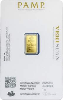 1g Goldbarren PAMP Suisse