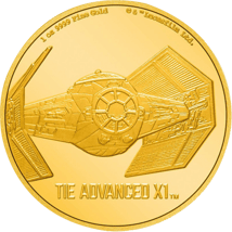 1 Unze Gold Star Wars Tie Advanced X1 2020 PP (Auflage: 50 | Polierte Platte)