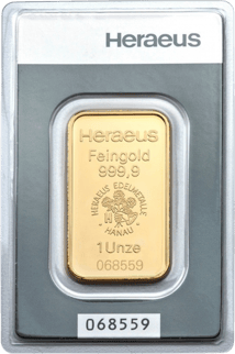 1 Unze Goldbarren Heraeus