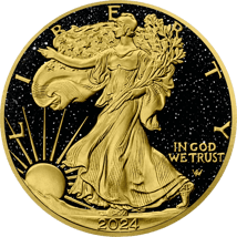 1 Unze Silber American Eagle 2024 Gold Nugget Iced Out (Auflage: 50 | teilvergoldet)