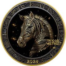 1 Unze Silber African Animals Black and Gold Zebra 2025 (Auflage: 100 | teilvergoldet)