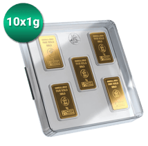 10 x 1g Goldbarren Heimerle und Meule UnityBar