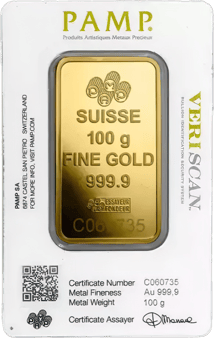 100g Goldbarren PAMP Suisse