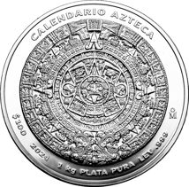 1 kg Silber Aztekenkalender 2024 (Auflage: 500 | Prooflike)