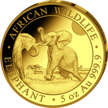 5 Unze Gold Somalia Elefant 2024 PP (Auflage: 50 | Polierte Platte)