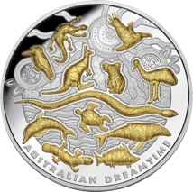 5 Unze Silber Australian Dreamtime Niue PP 2019 teilvergoldet (Niue 10$ | teilvergoldet | Auflage: 500)