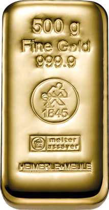 500g Goldbarren Heimerle und Meule (gegossen)