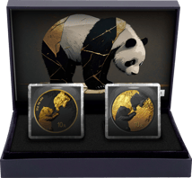 Silber China Panda Gold und Ruthenium Set 2023 (Auflage: 100 | vergoldet)