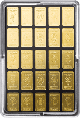 25 x 1g Goldbarren Heimerle und Meule UnityBar