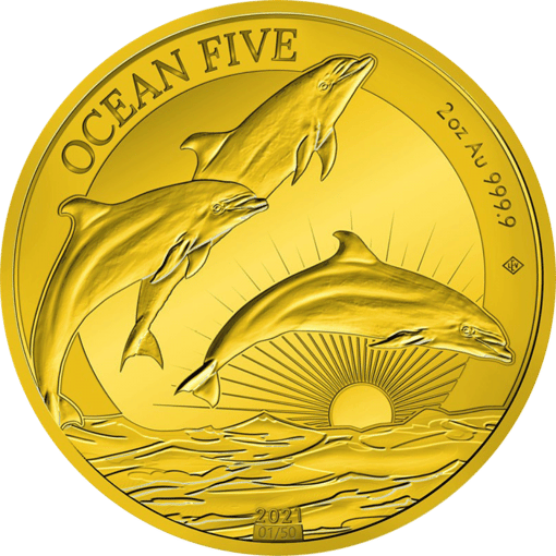 2 Unze Gold Ocean Five Delfin 2021 PP  (Auflage: 50 | Polierte Platte)